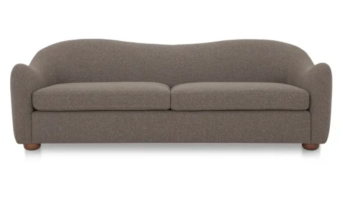 Taupe Brown Sloping Arms Curved Back Vintage Charm Sofa