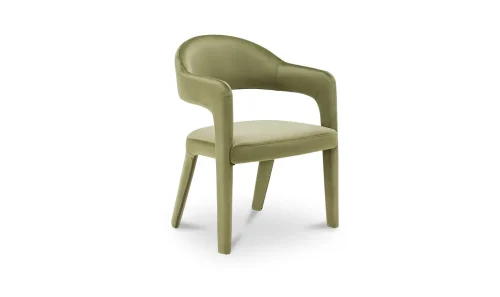 Green Velvet Barrel Back Dining Chair
