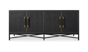 Art Deco Dark Oak Sideboard Cabinet Metal Legs