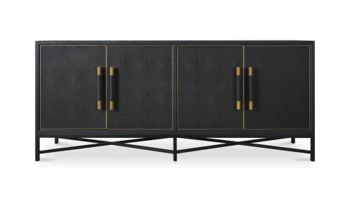 Art Deco Dark Oak Sideboard Cabinet Metal Legs