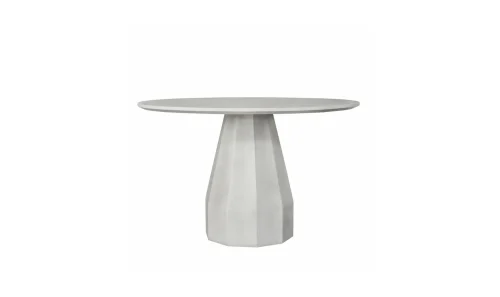 Antique White Concrete Round Geometric Base Indoor Outdoor Cafe Table