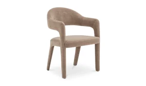 Beige Fabric Barrel Back Dining Chair