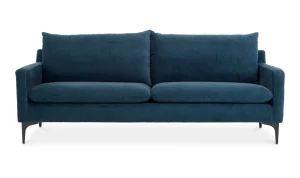 Blue Fabric Contemporary Modern Sofa Steel Legs