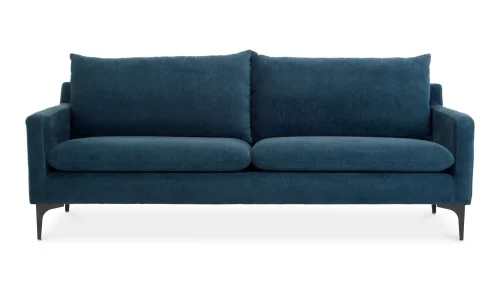 Blue Fabric Contemporary Modern Sofa Steel Legs