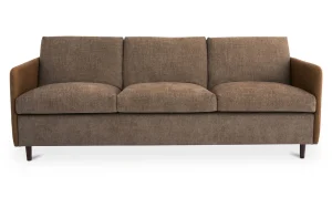 Retro Modern Brown Fabric and Leather Sofa