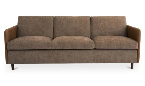 Retro Modern Brown Fabric and Leather Sofa