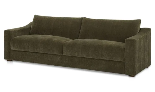 Slope Arm Piped Detailing Cedar Green Velvety Sofa