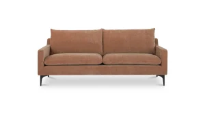 Dusty Heritage Pink Fabric Contemporary Modern Sofa Steel Legs