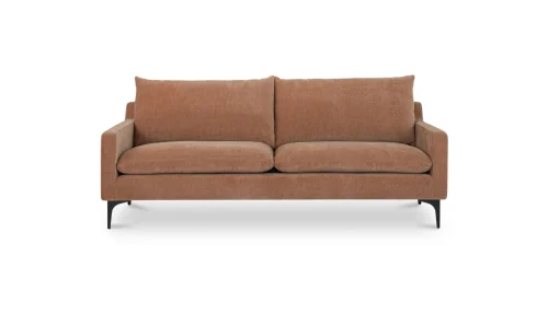 Dusty Heritage Pink Fabric Contemporary Modern Sofa Steel Legs