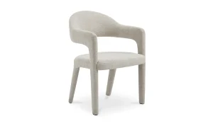 Beige Fabric Barrel Back Dining Chair