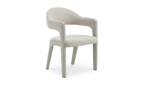 Beige Fabric Barrel Back Dining Chair
