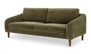 Contemporary Cedar Green Fabric Plush Sofa