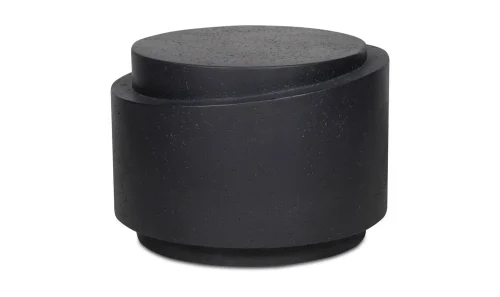 Modern Black Concrete Indoor Outdoor Round Accent Side Table