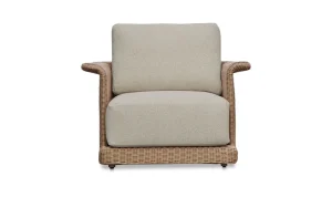 Beige Cushion Synthetic Wicker Outdoor Accent Chair