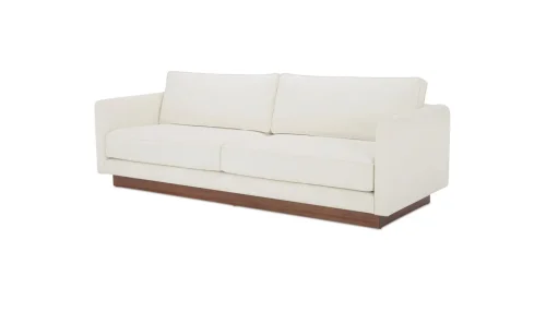 White Fabric Mid-Century Modern Sofa