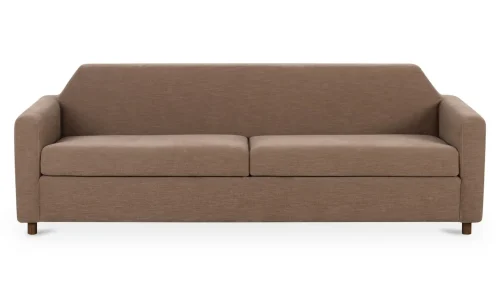 Soft Brown Linen Blend Fabric Angled Back Sofa