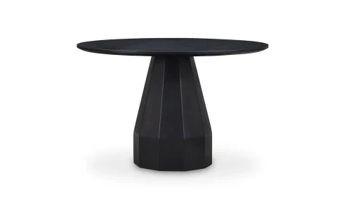 Black Concrete Round Geometric Base Indoor Outdoor Cafe Table