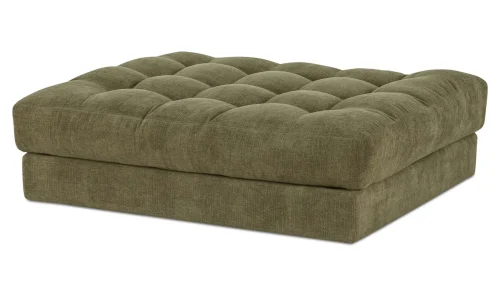 Olive Green Fabric Rectangular Tufted Ottoman
