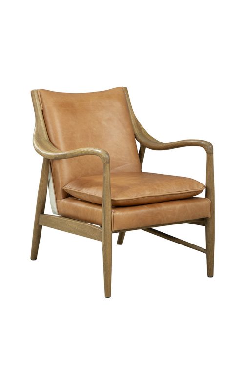 Honey Colored Leather Hair on Hide Backing Mid Century Modern Accent Chair