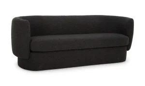 Black Soft Fabric Curved Back Deep Seated Sofa