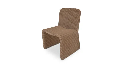 Natural Color Woven Armless Indoor Outdoor Dining Chair Set of 2