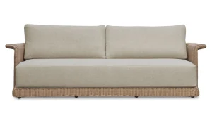 Beige Cushion Synthetic Wicker Outdoor Sofa
