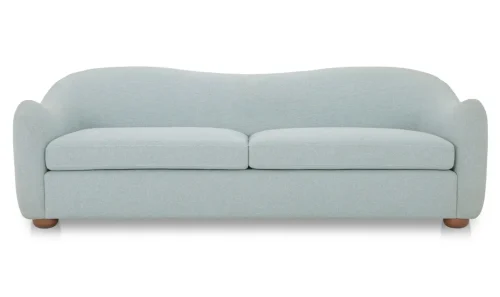 Light Blue Sloping Arms Curved Back Vintage Charm Sofa