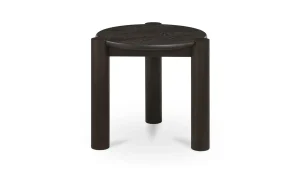 Dark Dark Brown Oak Round Bullnose Side Accent Table