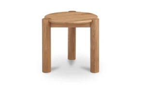 Brushed Natural Oak Round Bullnose Side Accent Table