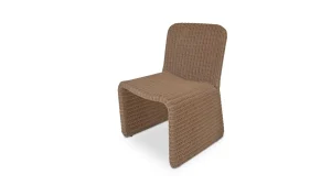 Natural Color Woven Armless Indoor Outdoor Dining Chair Set of 2