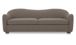Taupe Brown Sloping Arms Curved Back Vintage Charm Sofa