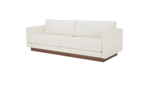 White Fabric Mid-Century Modern Sofa