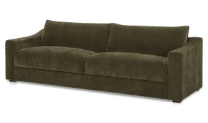 Slope Arm Piped Detailing Cedar Green Velvety Sofa