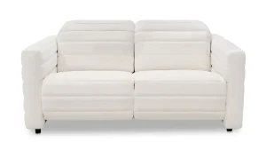Off White Soft Chenille 2 Seater Power Recliner Sofa