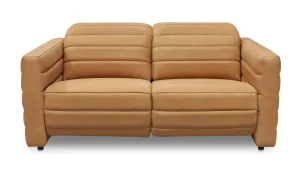 Tan Leather 2 Seater Power Recliner Sofa