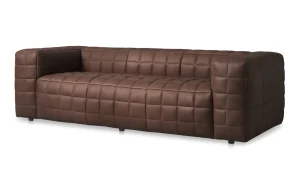 Aniline Leather Sofa with Grid Design