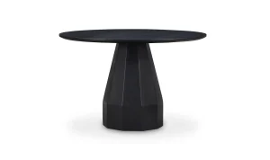 Black Concrete Round Geometric Base Indoor Outdoor Cafe Table