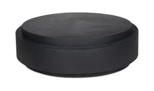 Modern Black Concrete Indoor Outdoor Round Coffee Table