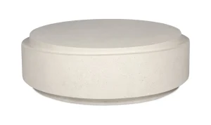 Modern White Concrete Indoor Outdoor Round Coffee Table
