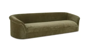 Dark Green Velvet Like Fabric Sofa Rolled Arms Low Back