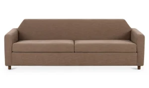 Soft Brown Linen Blend Fabric Angled Back Sofa