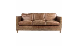 Top Grain Leather Feather Filled Exposed Frame Sofa