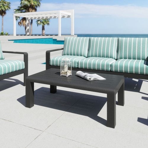 Black Aluminum Rectangle Outdoor Coffee Table