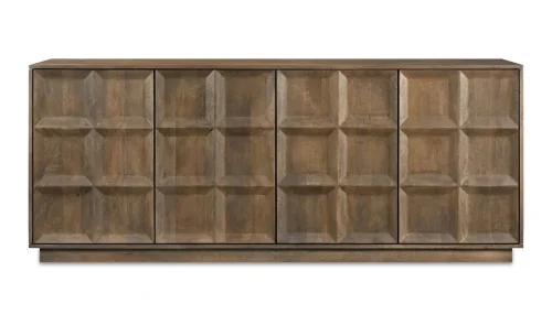 Mango Deep Brown Sideboard with Geometric Block Matte Finish