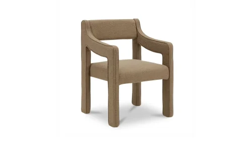 Ochre Natural Clay Fabric Sloped Arm Dining Chair