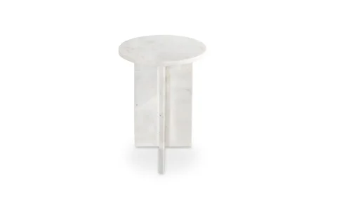 Grey and Off White Marble Accent Side Table
