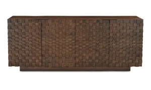 Checkerboard Dimensional Brown Acacia Wood Sideboard