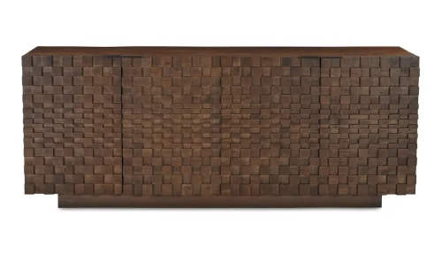 Checkerboard Dimensional Brown Acacia Wood Sideboard