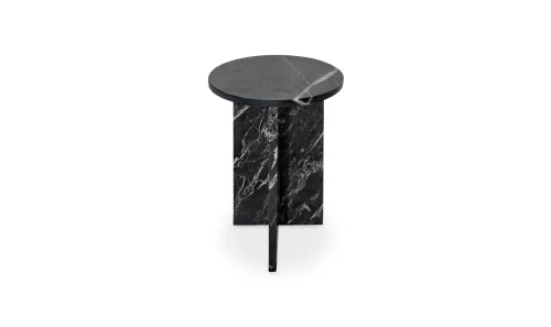 Black Marble Side Accent Table Soft Curved Edges