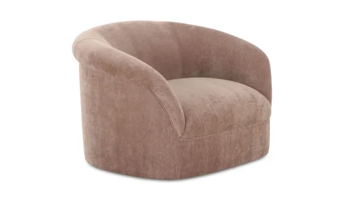 Blush Velvet Rolled Arm Lounge Chair